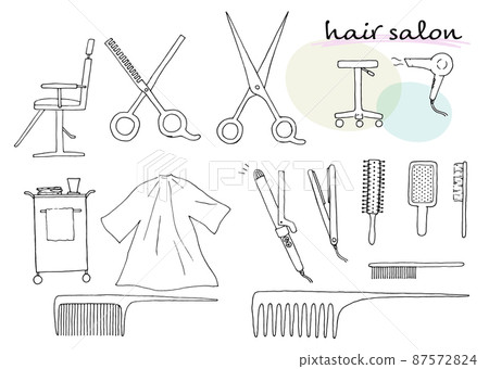 Beauty salon hair salon beauty salon set icon [hand-painted vector] 87572824
