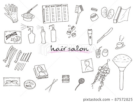 Beauty salon hair salon beauty salon set icon [hand-painted vector] 87572825