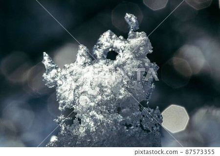 macro photo of an ice floe that melted in the sunlight 87573355