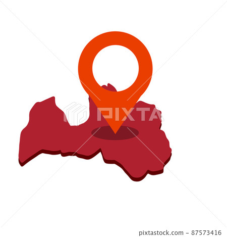 Map of Latvia in colors of national flag. Map of Latvia in colors of national flag. 87573416