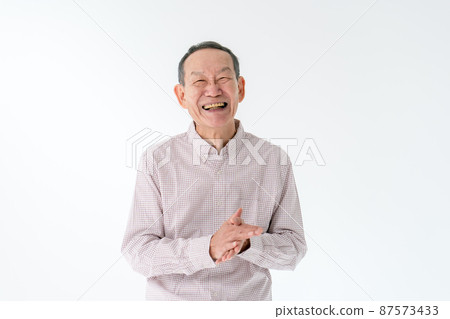 Sign language senior male white background 87573433