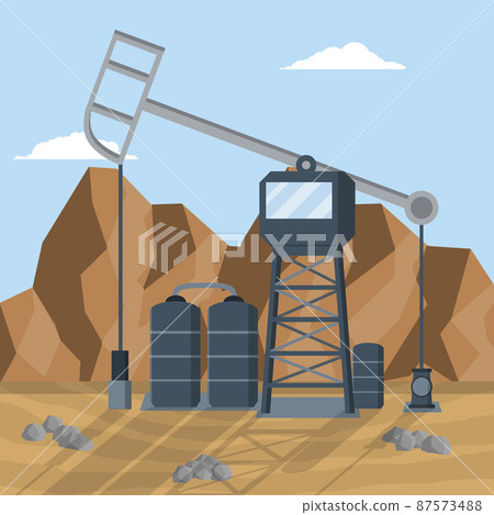 Oil rig. Extraction of minerals. Fuel production, heavy industry. Oil rig. Extraction of minerals. Fuel production, heavy industry. 87573488