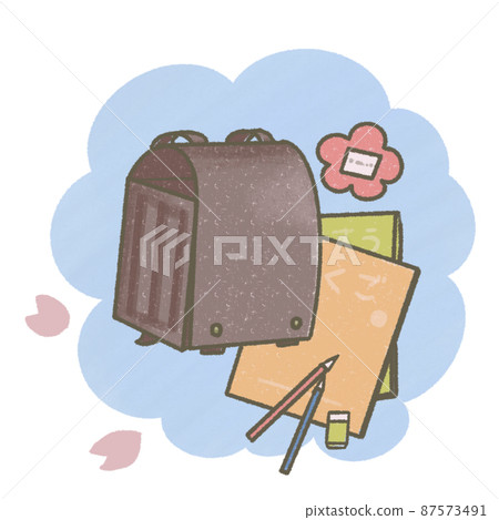 Illustration of preparation for school bag with pastel colors and gentle shades Illustration of preparation for school bag with pastel colors and gentle shades 87573491