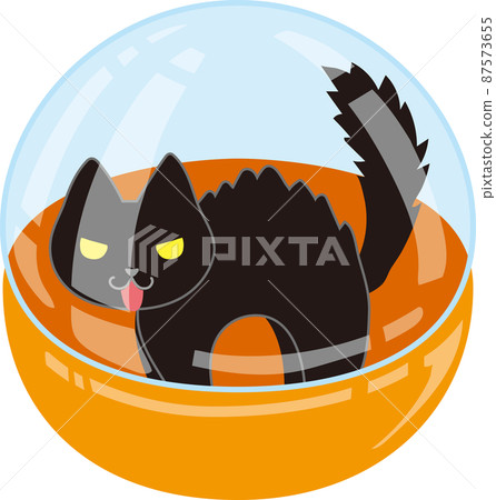 A black cat with upright hair in a Gachapon capsule A black cat with upright hair in a Gachapon capsule 87573655