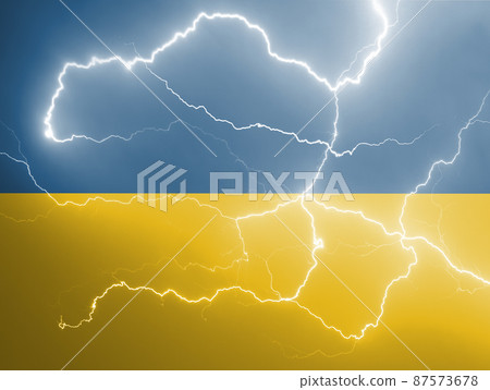 Ukrainian national flag pattern cracked earth, war concept Ukrainian national flag pattern cracked earth, war concept 87573678