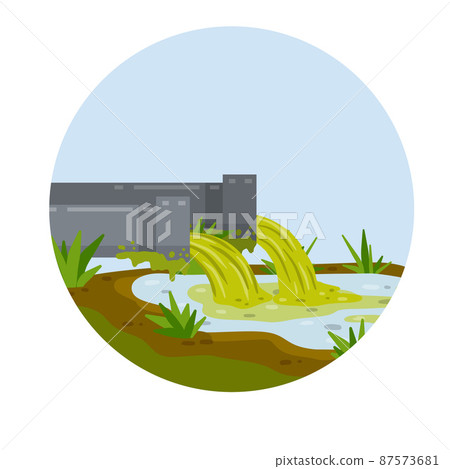 Industrial discharge from the pipe. Pollution of nature and ecology Industrial discharge from the pipe. Pollution of nature and ecology 87573681