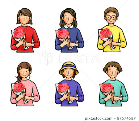 母親節與康乃馨花束的母親節 母親節與康乃馨花束的母親節 87574587