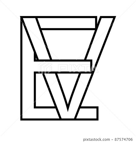 Logo sign ev ve icon nft, ev interlaced letters e v 87574706