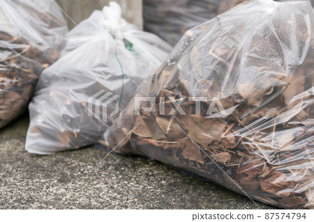 Dead leaves, fallen leaves, garbage bag Dead leaves, fallen leaves, garbage bag 87574794