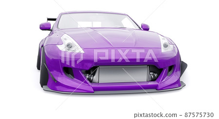 tuned sports racing car with arch extensions, air suspension and a huge spoiler. 3d rendering 87575730