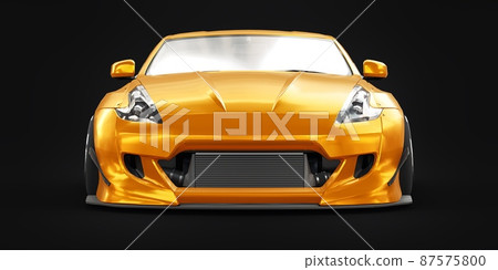 tuned sports racing car with arch extensions, air suspension and a huge spoiler. 3d rendering tuned sports racing car with arch extensions, air suspension and a huge spoiler. 3d rendering 87575800