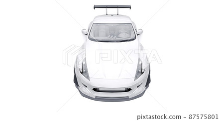 tuned sports racing car with arch extensions, air suspension and a huge spoiler. 3d rendering 87575801