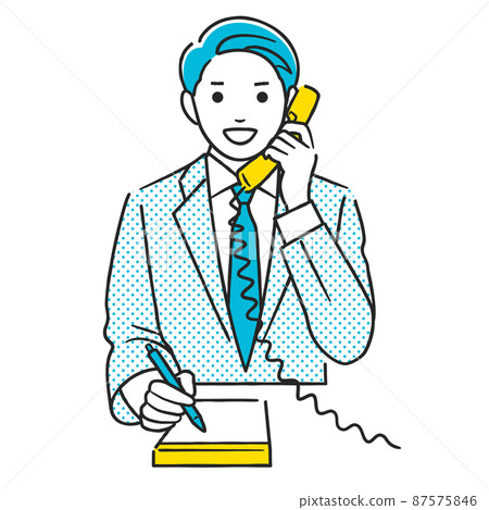 A man taking notes while calling 87575846