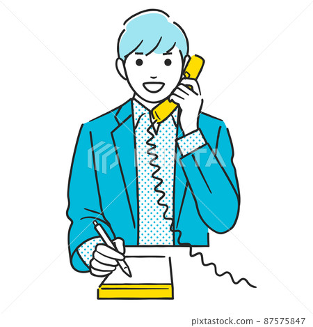 A man taking notes while calling - Stock Illustration [87575847] - PIXTA