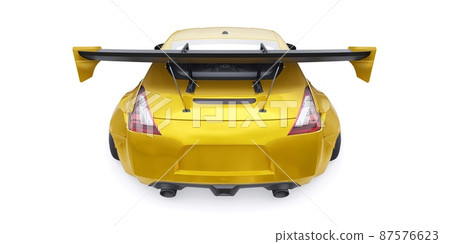 tuned sports racing car with arch extensions, air suspension and a huge spoiler. 3d rendering 87576623