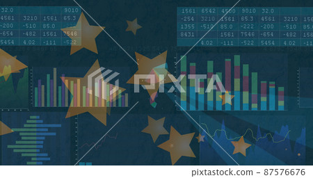 Image of american flag with statistics processing Image of american flag with statistics processing 87576676