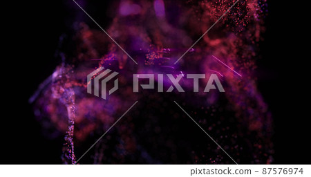 Image of purple neon basketball court and pink… - Stock Illustration