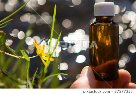 NATUROPATHY - natural remedies, aromatherapy..Organic bio alternative medicine, brown bottle. 87577333