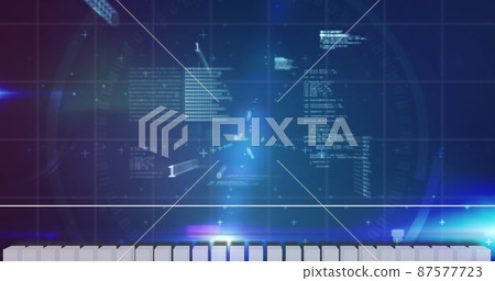 Image of data processing on blue background - Stock Illustration ...