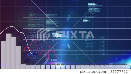 Image of data processing on blue background - Stock Illustration ...