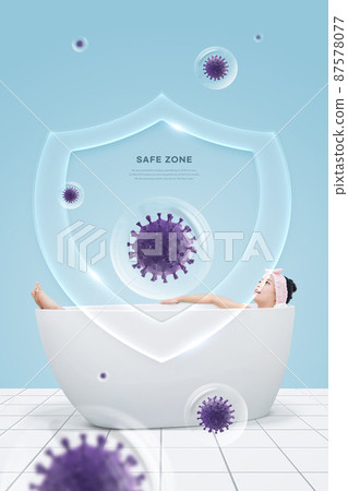 covid virus disinfection at home concept poster 87578077