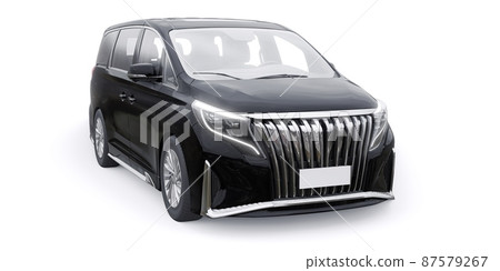 Black Minivan family city car. Premium Business Car. 3D illustration Black Minivan family city car. Premium Business Car. 3D illustration 87579267