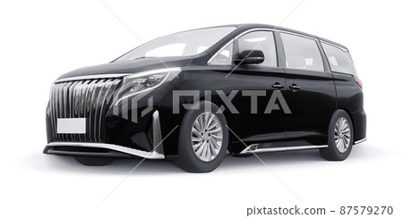 Black Minivan family city car. Premium Business Car. 3D illustration Black Minivan family city car. Premium Business Car. 3D illustration 87579270