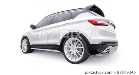 White sports compact car SUV. 3d render illustrration White sports compact car SUV. 3d render illustrration 87579340
