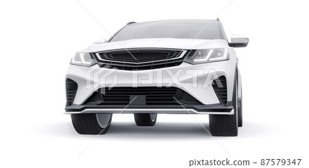 White sports compact car SUV. 3d render illustrration 87579347