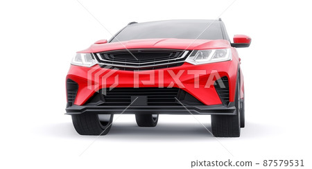 Red sports compact car SUV. 3d render illustrration 87579531