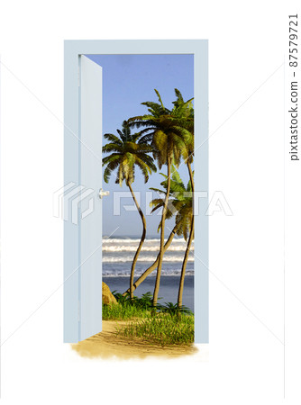 A door to beautiful tropical Beach island  87579721