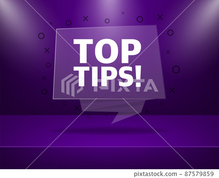 Top tips purple banner in 3D style on white background. Vector illustration Top tips purple banner in 3D style on white background. Vector illustration 87579859