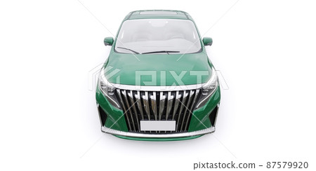 Green Minivan family city car. Premium Business Car. 3D illustration Green Minivan family city car. Premium Business Car. 3D illustration 87579920
