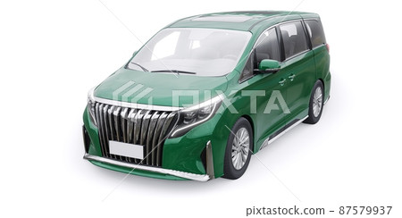 Green Minivan family city car. Premium Business Car. 3D illustration 87579937