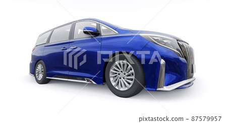 Blue Minivan family city car. Premium Business Car. 3D illustration Blue Minivan family city car. Premium Business Car. 3D illustration 87579957