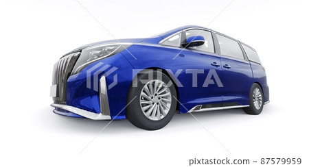 Blue Minivan family city car. Premium Business Car. 3D illustration Blue Minivan family city car. Premium Business Car. 3D illustration 87579959