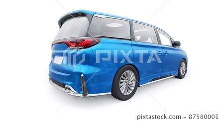Blue Minivan family city car. Premium Business Car. 3D illustration Blue Minivan family city car. Premium Business Car. 3D illustration 87580001