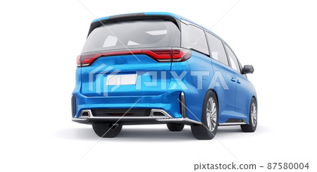 Blue Minivan family city car. Premium Business Car. 3D illustration Blue Minivan family city car. Premium Business Car. 3D illustration 87580004