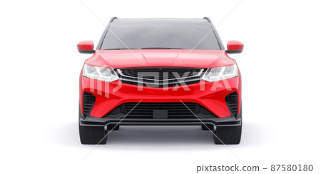 Red sports compact car SUV. 3d render illustrration 87580180