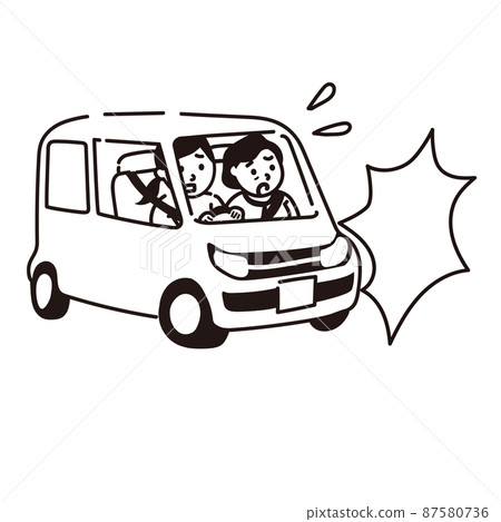Illustration vector woman driving a car accident Illustration vector woman driving a car accident 87580736