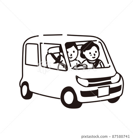 插圖矢量女人駕駛一輛車 87580741