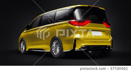 Yellow Minivan family city car. Premium Business Car. 3D illustration Yellow Minivan family city car. Premium Business Car. 3D illustration 87580982