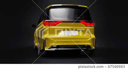 Yellow Minivan family city car. Premium Business Car. 3D illustration Yellow Minivan family city car. Premium Business Car. 3D illustration 87580983