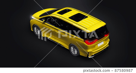 Yellow Minivan family city car. Premium Business Car. 3D illustration Yellow Minivan family city car. Premium Business Car. 3D illustration 87580987