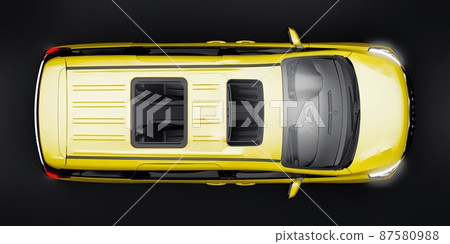 Yellow Minivan family city car. Premium Business Car. 3D illustration Yellow Minivan family city car. Premium Business Car. 3D illustration 87580988