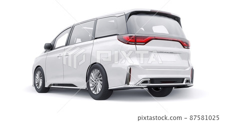 White Minivan family city car. Premium Business Car. 3D illustration 87581025