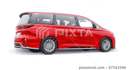 Red Minivan family city car. Premium Business Car. 3D illustration Red Minivan family city car. Premium Business Car. 3D illustration 87581046