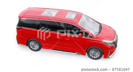 Red Minivan family city car. Premium Business Car. 3D illustration Red Minivan family city car. Premium Business Car. 3D illustration 87581047