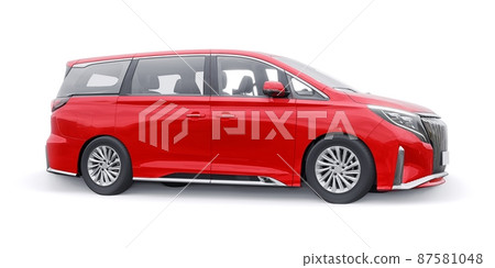 Red Minivan family city car. Premium Business Car. 3D illustration Red Minivan family city car. Premium Business Car. 3D illustration 87581048