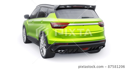Green sports compact car SUV. 3d render illustrration 87581206